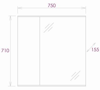 Шкаф-зеркало Onika Марбл 207524 75см мрамор/камень бетонный